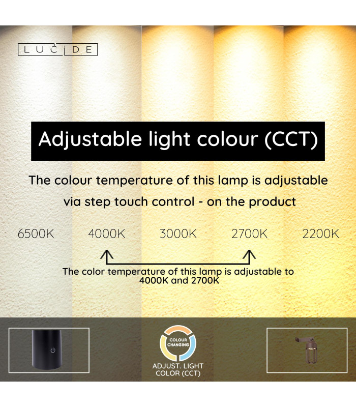 Lucide WELLS - Rechargeable Wall light Indoor/Outdoor - Ø 10 cm - LED Dim. - CCT - IP54 - Rust Brown | Essential-3