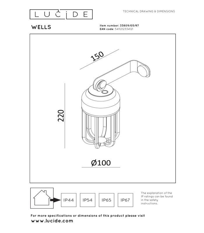 Lucide WELLS - Rechargeable Wall light Indoor/Outdoor - Ø 10 cm - LED Dim. - CCT - IP54 - Rust Brown | Essential-10