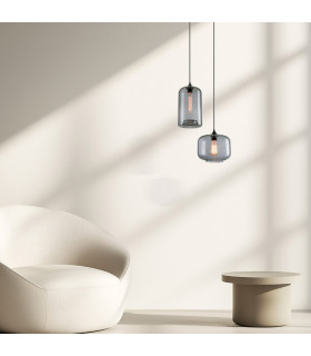 Kicevo 19cm Dome Pendant Ceiling Light Smoked Grey 1xE27-2
