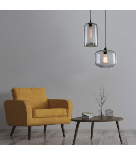 Kicevo 24cm Dome Pendant Ceiling Light Smoked Grey 1xE27-2