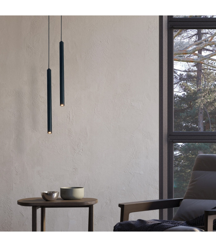 Krusevo Slim Pendant Ceiling Light Black Matt LED 2700K-2