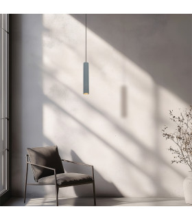 Shumen Slim Pendant Ceiling Light Concrete - Black Matt Base 1xGU10-2