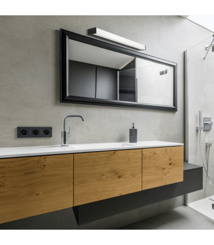 Zambelis 55cm Bathroom Over Mirror Light Black Matt LED 3000K IP44-3