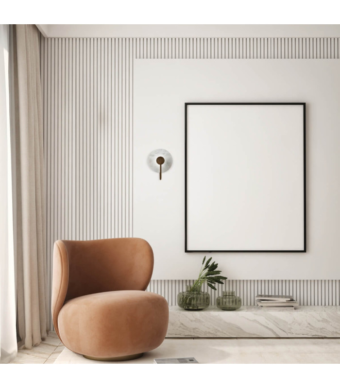 Pano Integrated Led Wall Lamp White Marble - Sandy Black LED 3000K-2