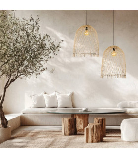 Patras 55cm Wire Frame Pendant Ceiling Light Natural 1xE27-2