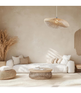Patras Wire Frame Pendant Ceiling Light Natural Bamboo 1xE27-2