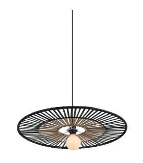 Silikou 60cm Wire Frame Pendant Ceiling Light Black - Natural Bamboo 1xE27-1