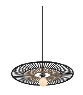Silikou 40cm Wire Frame Pendant Ceiling Light Black - Natural Bamboo 1xE27-1
