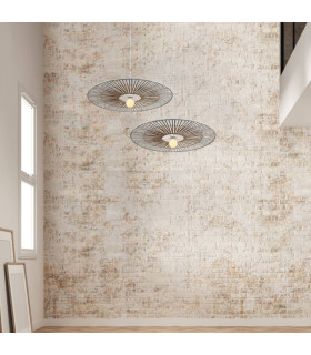 Silikou 80cm Wire Frame Pendant Ceiling Light White - Natural Bamboo 1xE27-2