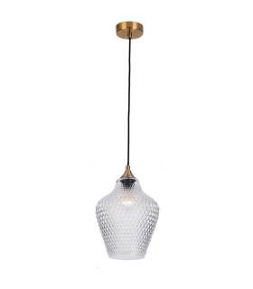 Polis Dome Pendant Ceiling Light Clear Glass - Antique Brass 1xE27-1