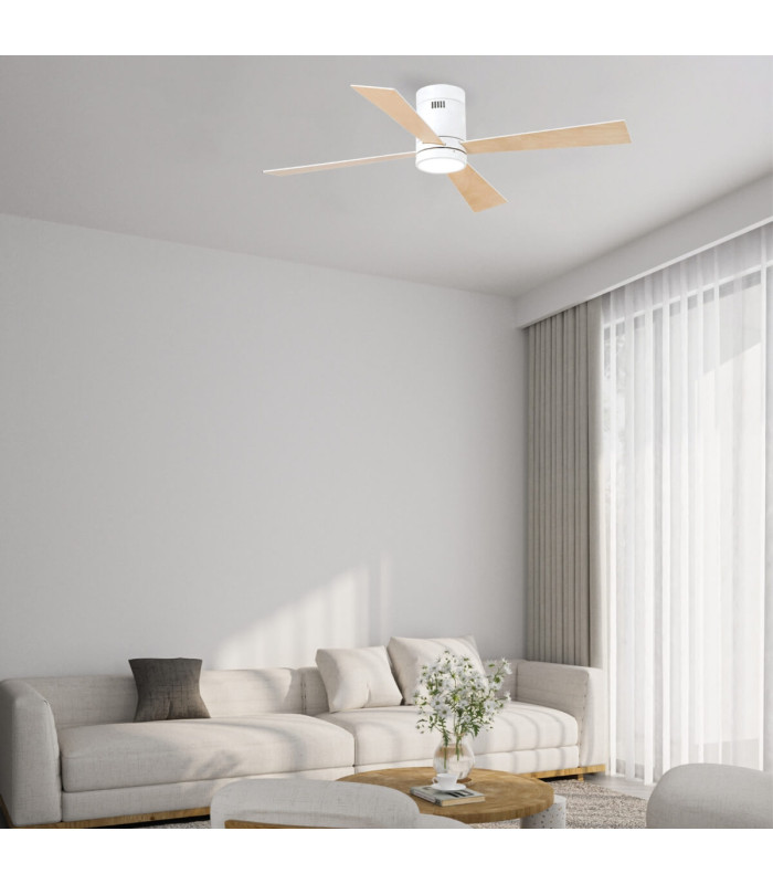 Arista Ceiling Fan White Matt - Maple Wood Blades LED 3000-4000-6000K-2