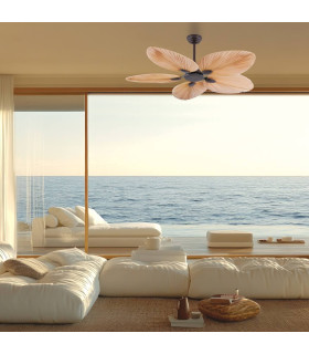 Auralis Ceiling Fan Brown - Natural Palm Leaf Blades-2