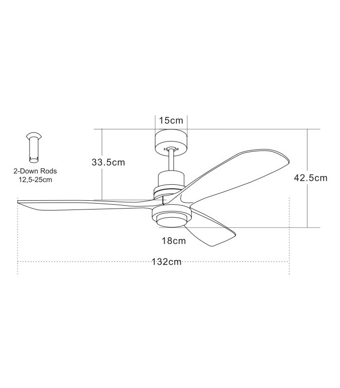 Aurion Ceiling Fan White Matt - Natural Wood Blades LED 3000-4000-6000K-2