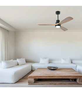Aurion Ceiling Fan Black Matt - Natural Wood Blades LED 300040006000K-2