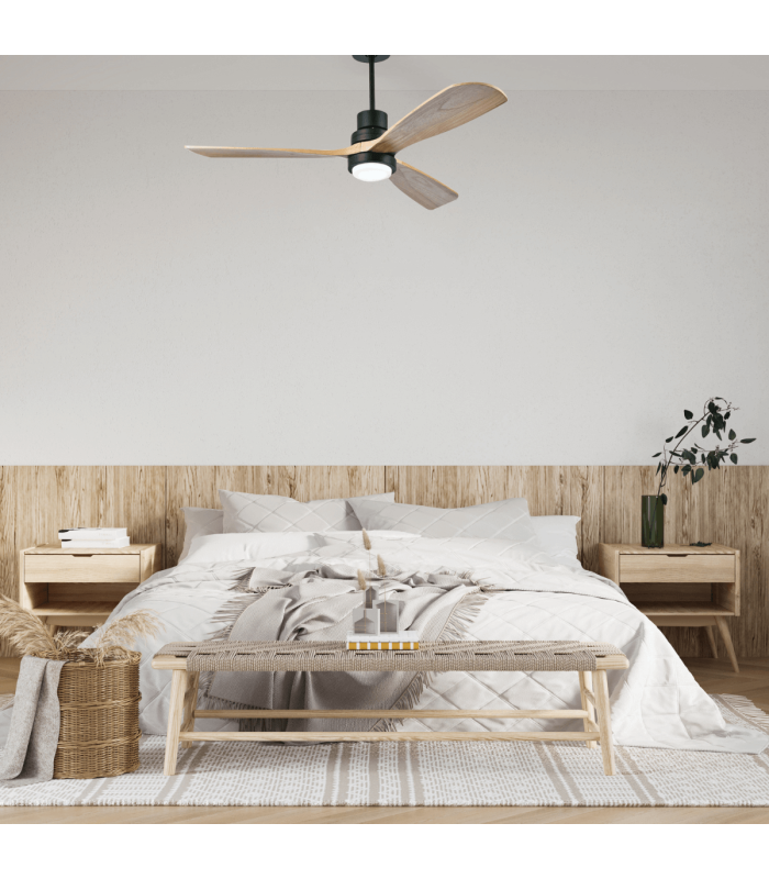 Aurion Ceiling Fan Black Matt - Natural Wood Blades LED 300040006000K-3