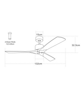 Daphros Ceiling Fan Black Matt - Cherry Wood Blades-2