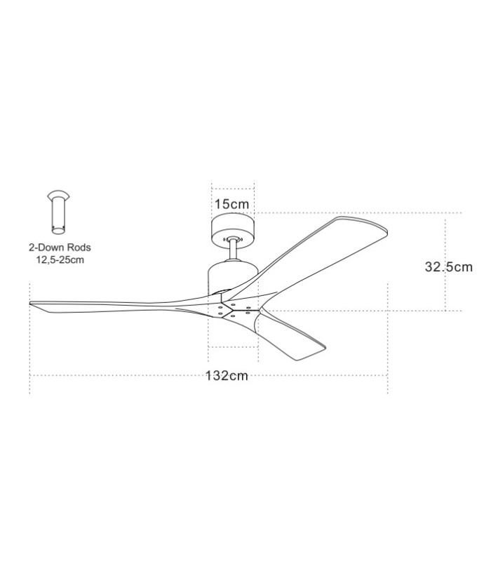 Daphros Ceiling Fan Black Matt - Cherry Wood Blades-2
