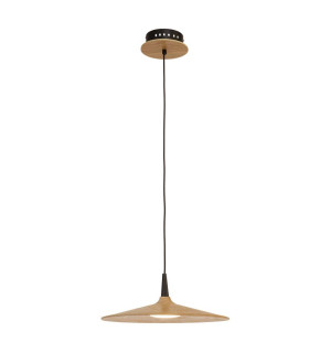 Platres Dome Pendant Ceiling Light Nature Wood - Black Matt LED 3000K-1