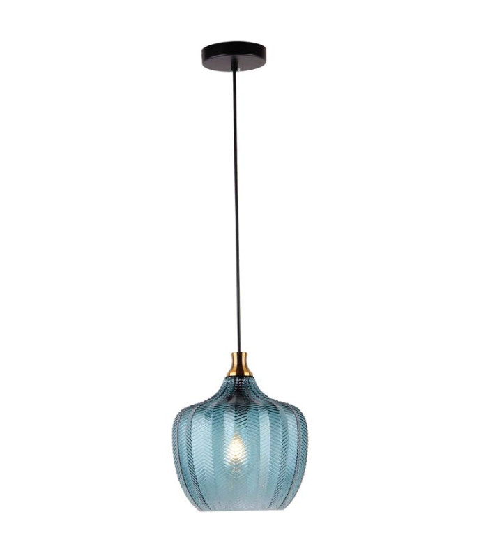 Polis Dome Pendant Ceiling Light Ink Blue - Antique Brass 1xE27-1