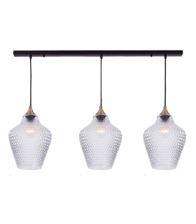 Polis Bar Pendant Ceiling Light Clear Glass - Antique Brass 3xE27-1