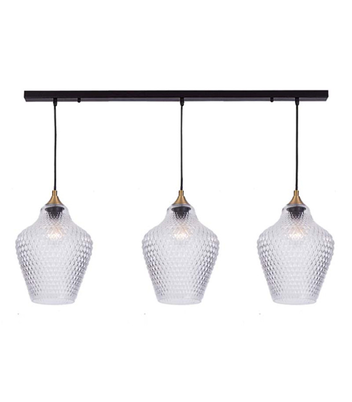 Polis Bar Pendant Ceiling Light Clear Glass - Antique Brass 3xE27-1