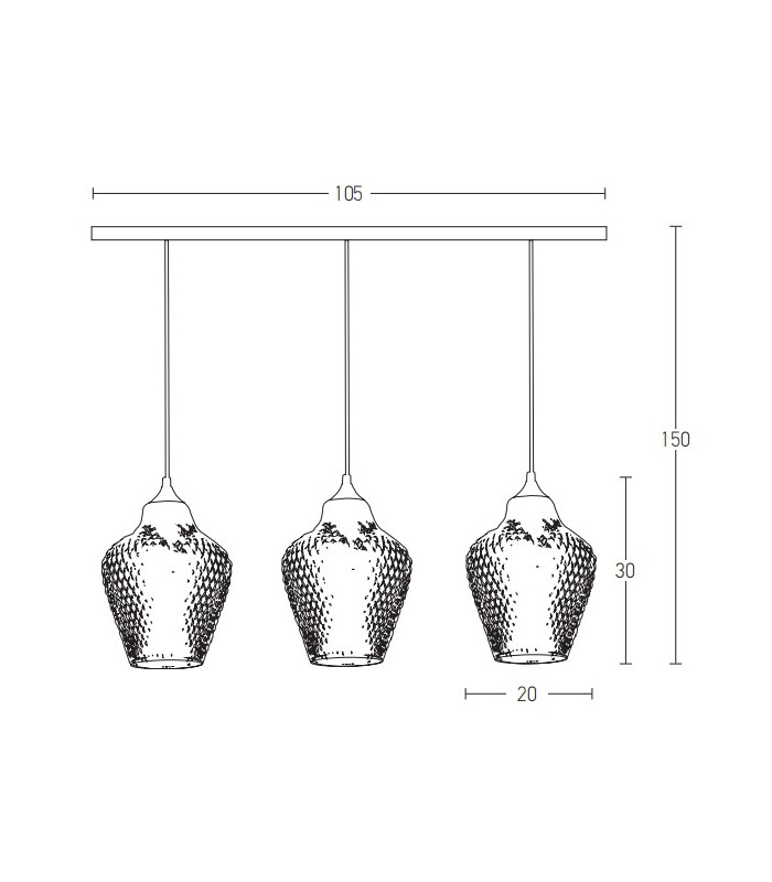 Polis Bar Pendant Ceiling Light Clear Glass - Antique Brass 3xE27-3