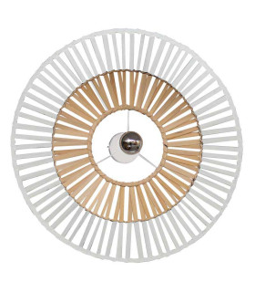 Silikou 80cm Semi Flush Ceiling Light White - Natural Bamboo 1xE27-1