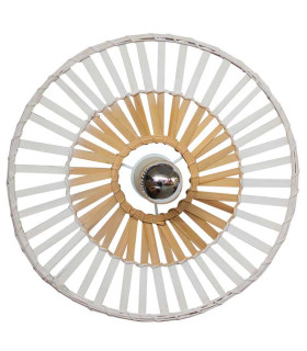 Silikou 40cm Semi Flush Ceiling Light White - Natural Bamboo 1xE27-1