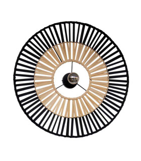 Silikou 60cm Semi Flush Ceiling Light Black - Natural Bamboo 1xE27-1