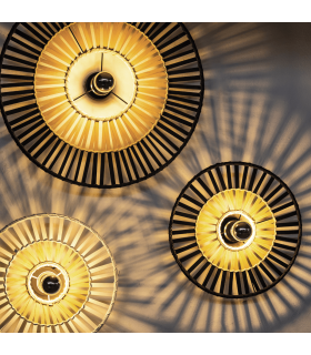 Silikou 60cm Semi Flush Ceiling Light Black - Natural Bamboo 1xE27-2