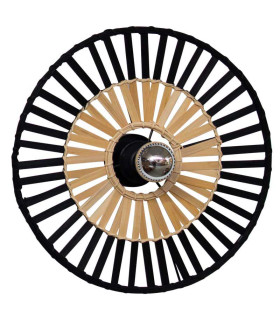 Silikou 40cm Semi Flush Ceiling Light Black - Natural Bamboo 1xE27-1