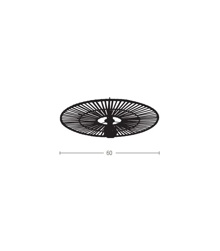 Silikou 60cm Semi Flush Ceiling Light Black - Natural Bamboo 1xE27-3