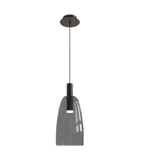 Gazi 35cm Dome Pendant Ceiling Light Black Matt - Smoked Grey LED 3000K-1