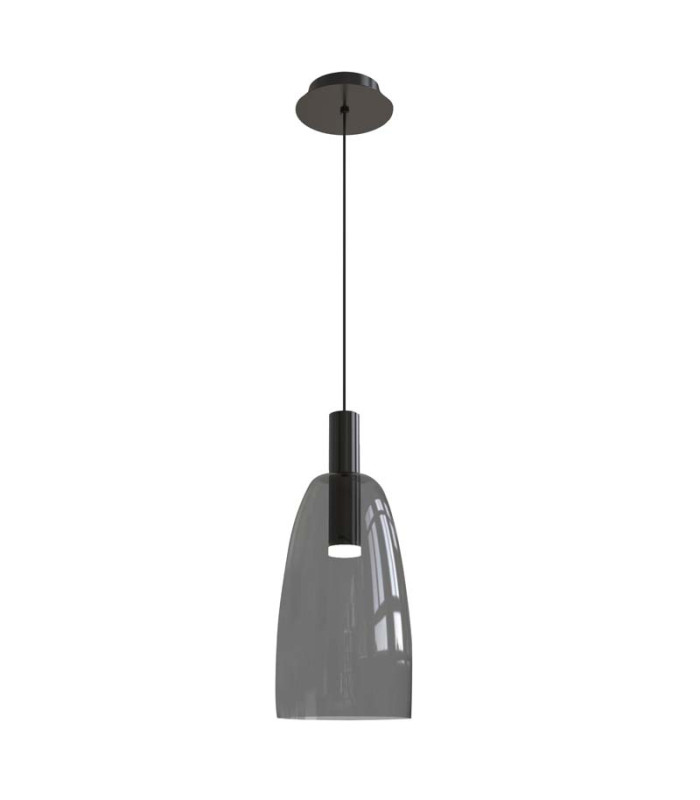 Gazi 35cm Dome Pendant Ceiling Light Black Matt - Smoked Grey LED 3000K-1