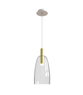 Gazi 35cm Dome Pendant Ceiling Light Gold Matt - Clear Glass LED 3000K-1