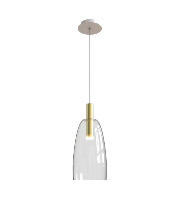 Gazi 35cm Dome Pendant Ceiling Light Gold Matt - Clear Glass LED 3000K-1