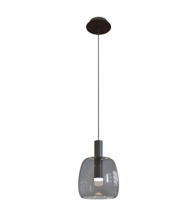 Gazi 22cm Dome Pendant Ceiling Light Black Matt - Smoked Grey LED 3000K-1