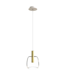 Gazi Dome Pendant Ceiling Light Gold Matt - Clear Glass LED 3000K-1