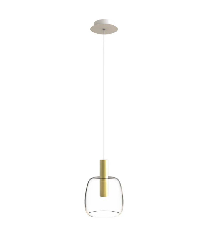 Gazi Dome Pendant Ceiling Light Gold Matt - Clear Glass LED 3000K-1