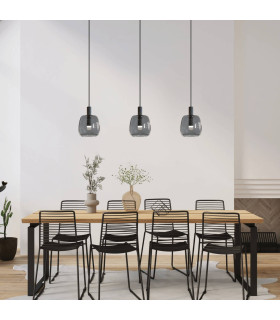 Gazi 22cm Dome Pendant Ceiling Light Black Matt - Smoked Grey LED 3000K-2