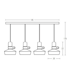 Radnevo Bar Pendant Ceiling Light White Matt 4xE27-2
