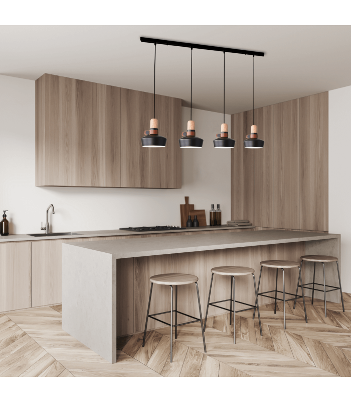 Radnevo Bar Pendant Ceiling Light Black Matt 4xE27-3