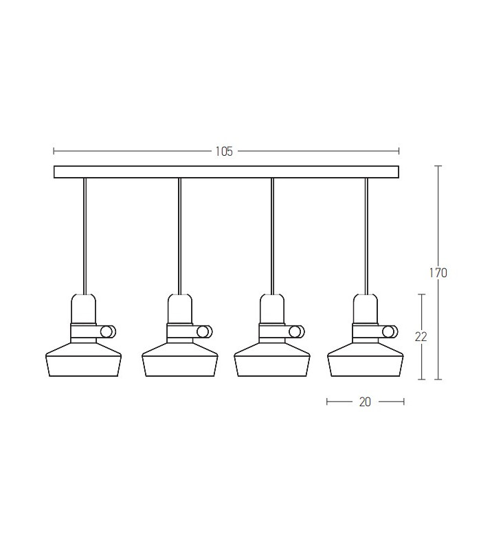 Radnevo Bar Pendant Ceiling Light Black Matt 4xE27-4