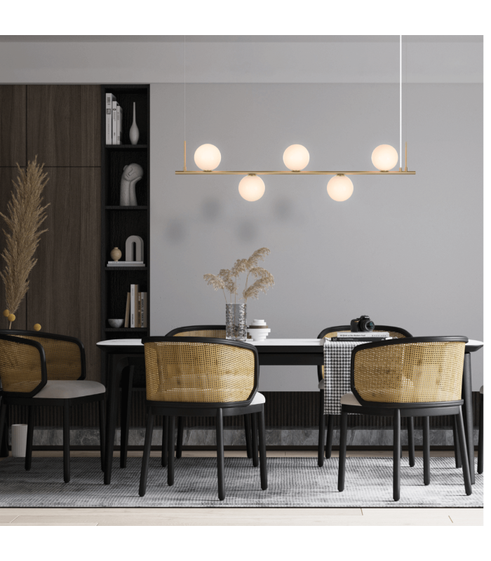 Idalium Bar Pendant Ceiling Light Gold Matt 5xE14-3