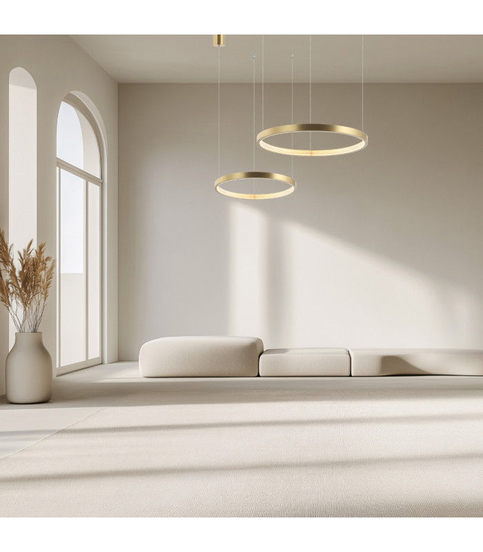 Latsia 60cm Pendant Ceiling Light Antique Gold Brass LED 3000K Dimmable 34W-2