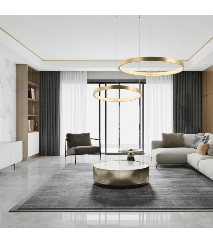 Latsia 60cm Pendant Ceiling Light Antique Gold Brass LED 3000K Dimmable 34W-3