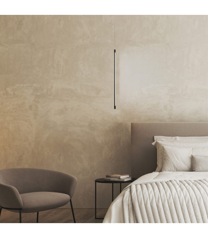 Struga Slim Pendant Ceiling Light Black Matt LED 3000K-2