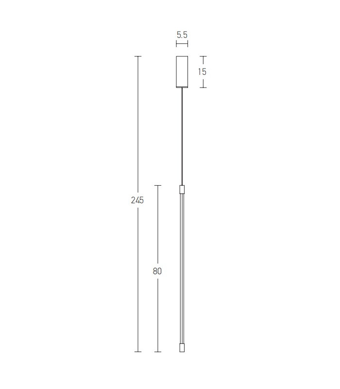 Struga Slim Pendant Ceiling Light Black Matt LED 3000K-5
