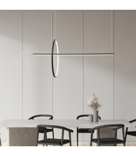 Templos 122cm Bar Pendant Ceiling Light Black Matt LED 3000K Dimmable-2