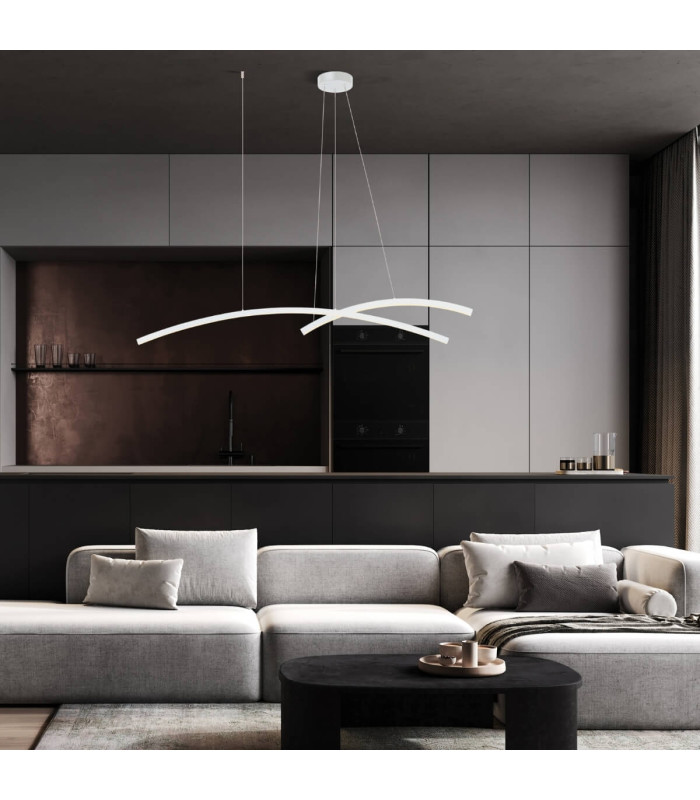 Templos Bar Pendant Ceiling Light White Matt LED 3000K Dimmable-2